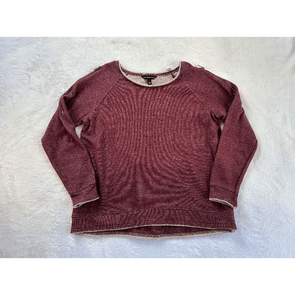 Rock & Republic Purple Zipper Accent Sweater Size L, Punk, Grunge Cold Shoulder